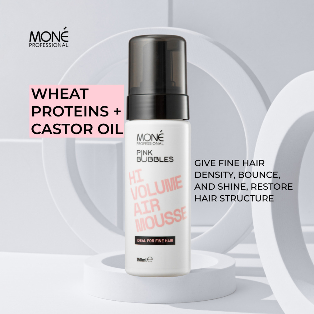 HI VOLUME AIR MOUSSE - root volume mousse for lift, thickening, and care, ideal for thin, damaged hair, sweet vanilla scent, 150ml - 3