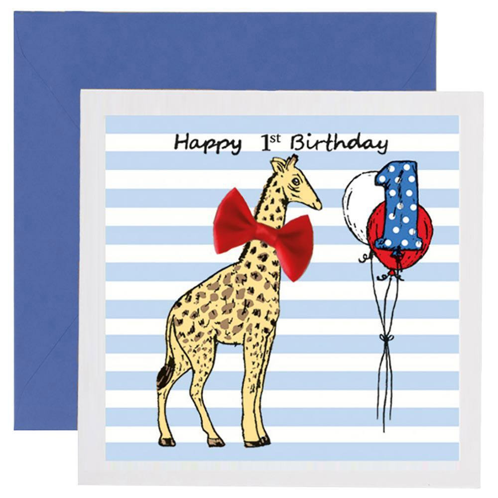 1st Birthday Giraffe Card - 1