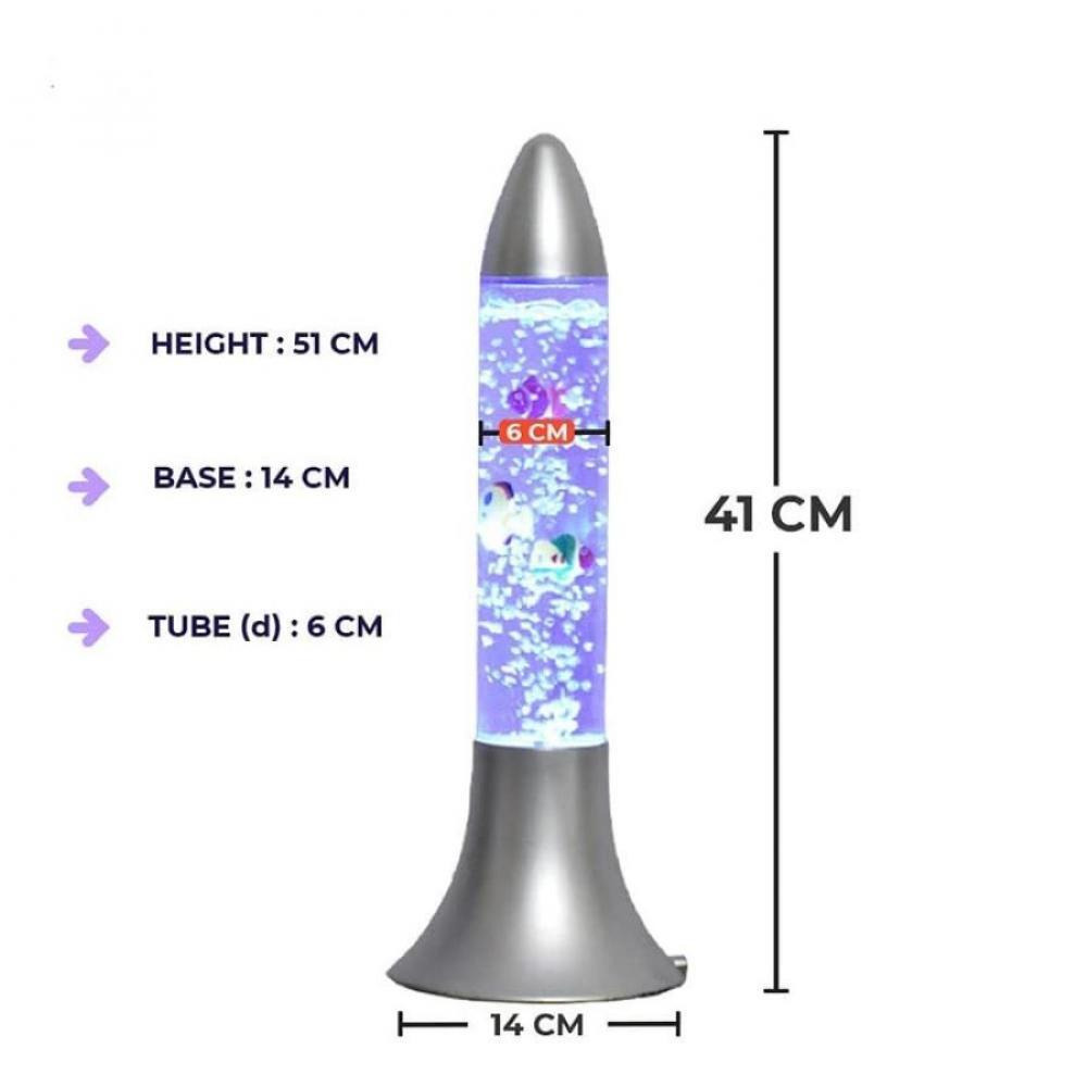 Aqua Bubble Tube Lamp - Rocket Shaped Color Changing LED Artificial Aquarium with Colorful Fish Sensory Visual with Calming Anti-Anxiety Effect (14. - 2
