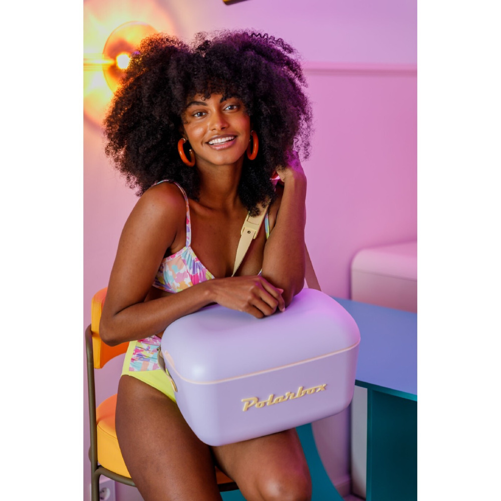 مبرد بولار بوكس المحمول - مبرد صغير سعة 12 لترًا، مبرد الشاطئ، مبرد صغير محمول، مبرد عتيق، مقبض قابل للتعديل، مبرد بولار بوكس، ليلك \& أصفر. - 5