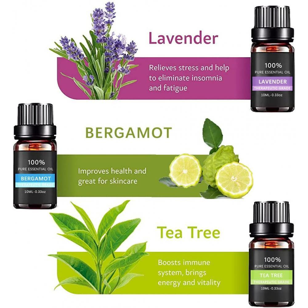 Wasserstein Oils / Essential oils, 100% pure therapeutic grade oils kit- top 6 aromatherapy oils gift set, 6x10 ml - 3