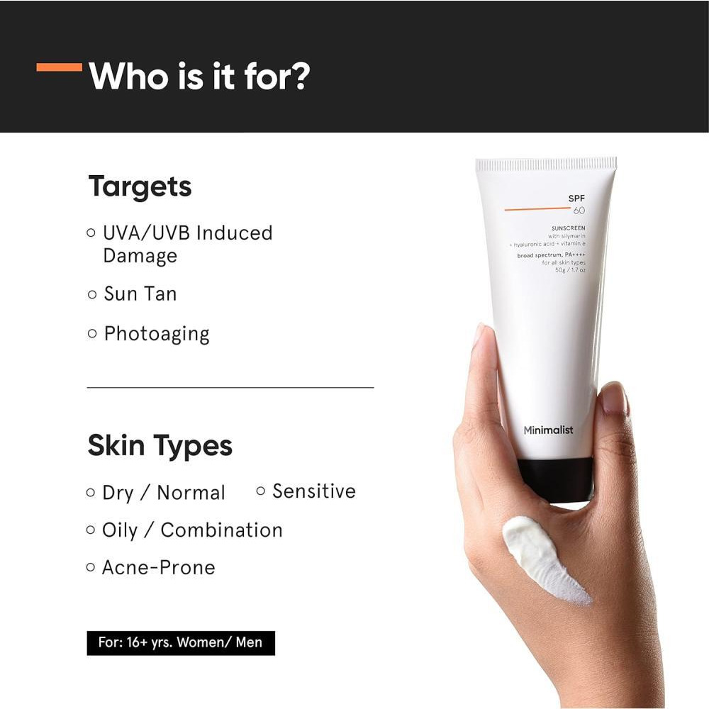 Minimalist SPF 60+ PA ++++ Face Sunscreen With Antioxidant Silymarin For Complete Sun Protection, 50 gm - 2