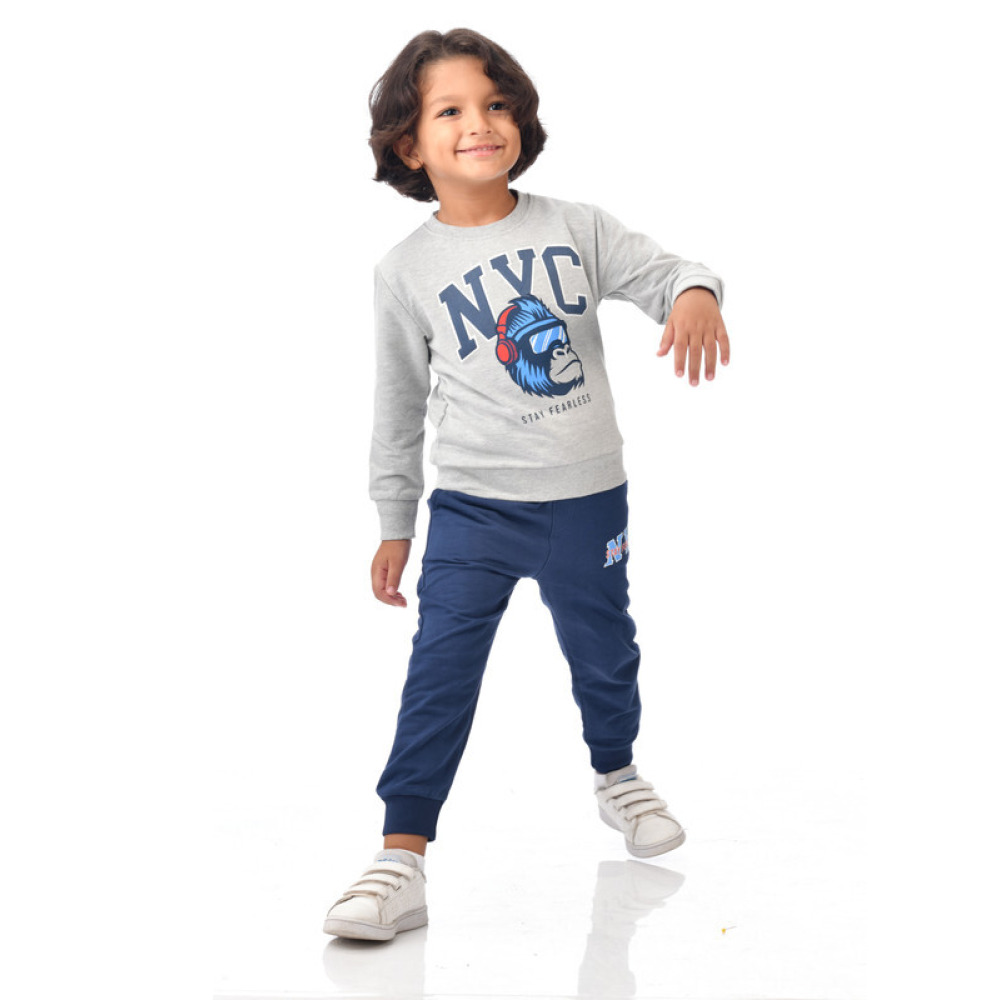 КОМПЛЕКТ Из 2 предметов: Толстовка И ДЖОГГЕРЫ ДЛЯ Мальчиков (2-3 года), серый, цвет милитари-си - 1