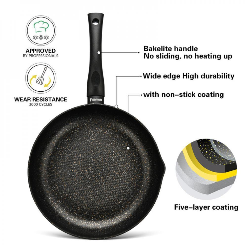 Fissman Deep Frying Pan with Pouring Lip Black 26x7cm - 3