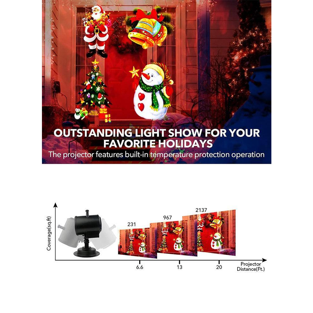 Projector Lights for Outdoor 2in1 26 HD Effects 3D Moving Patterns with Ocean Wave LED Landscape Lights Waterproof Night Light Outdoor Indoor Decorati - 3