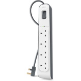 Belkin / Power strip, 4-Way, 2 m cord length, 14Awg capacity with On/Off switch, White - 2 miniature