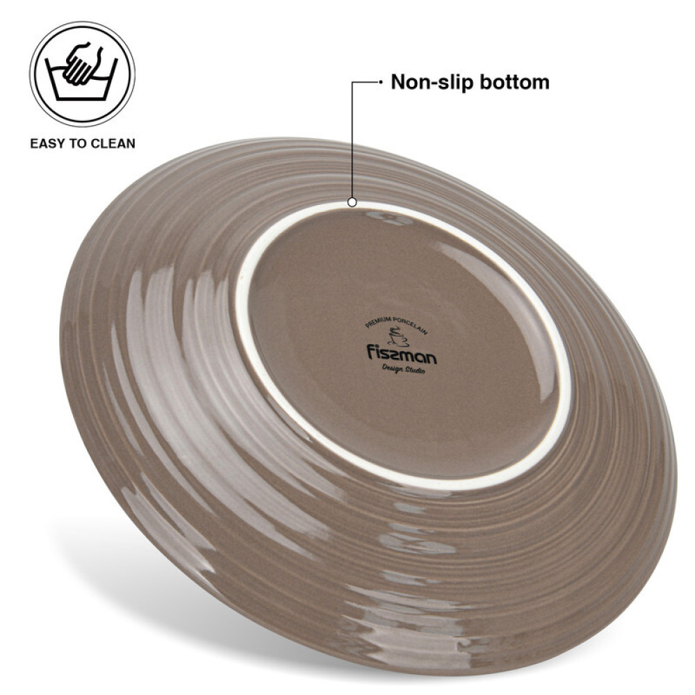 Fissman 2-Piece Plates Firmina Brown 21cm New Bone China - 2