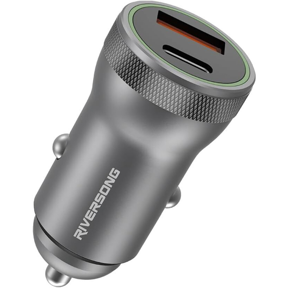 Riversong Dual Port PD20W And Qc3.0 Car Charger, CC20, Gun Silver - 3