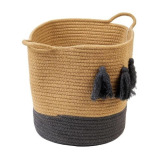 Корзина Из Хлопчатобумажной Веревки Homesmiths, Верхняя Часть рта, Натуральный И ТЕМНО-СЕРЫЙ, диаметр 30 x В30 см - 2 miniature