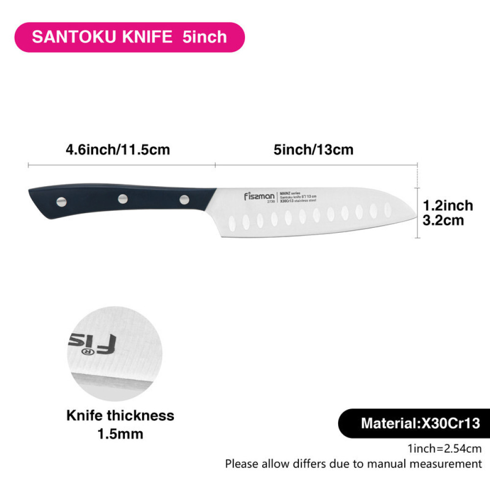 Fissman 5" Santoku Knife MAINZ (X30Cr13 steel) - 3