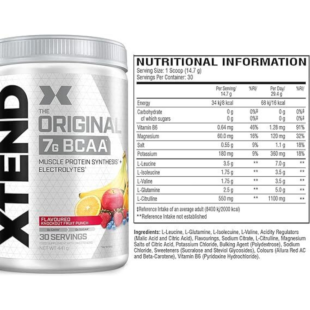Xtend Original  Univeristy Studied Formulation  Superb Flavour With Zero Sugar And 7g Of Bcaa's  Supports Muscle Repair- Recovery And Hydrataion  390g - 6