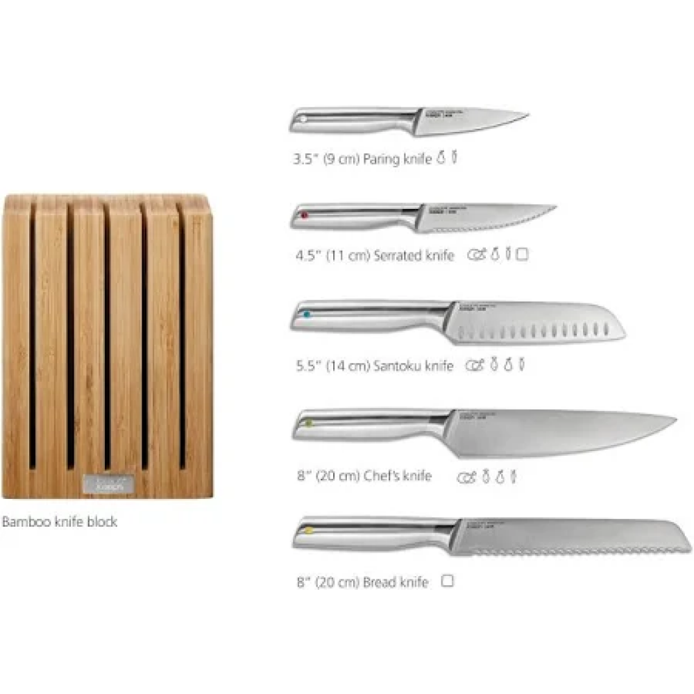 Joseph Joseph Elevate Steel Knives Bamboo 5pc Block - 8