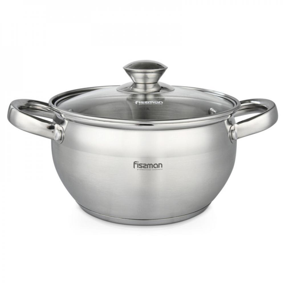 Fissman Stockpot With Glass Lid Prime Series Stainless Steel And Induction Bottom Silver 20x11.5cm/3.6LTR - 1