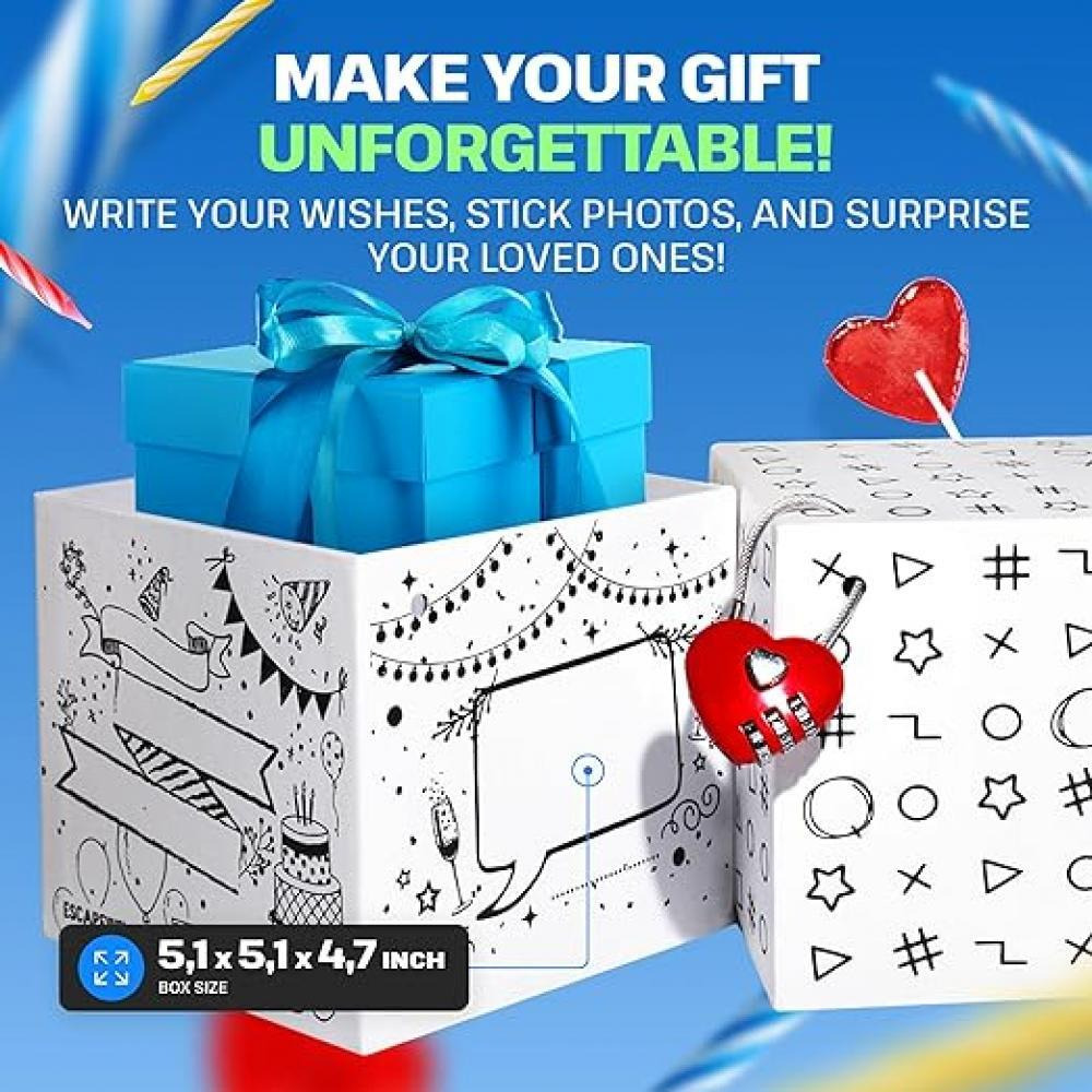 ESC WELT Mystery Birthday Gift Box for Present - Holiday Diwali Ramadan Decorative Small Paper Favor Box - Surprise Party Box for Sweets, Treats, Cand - 3