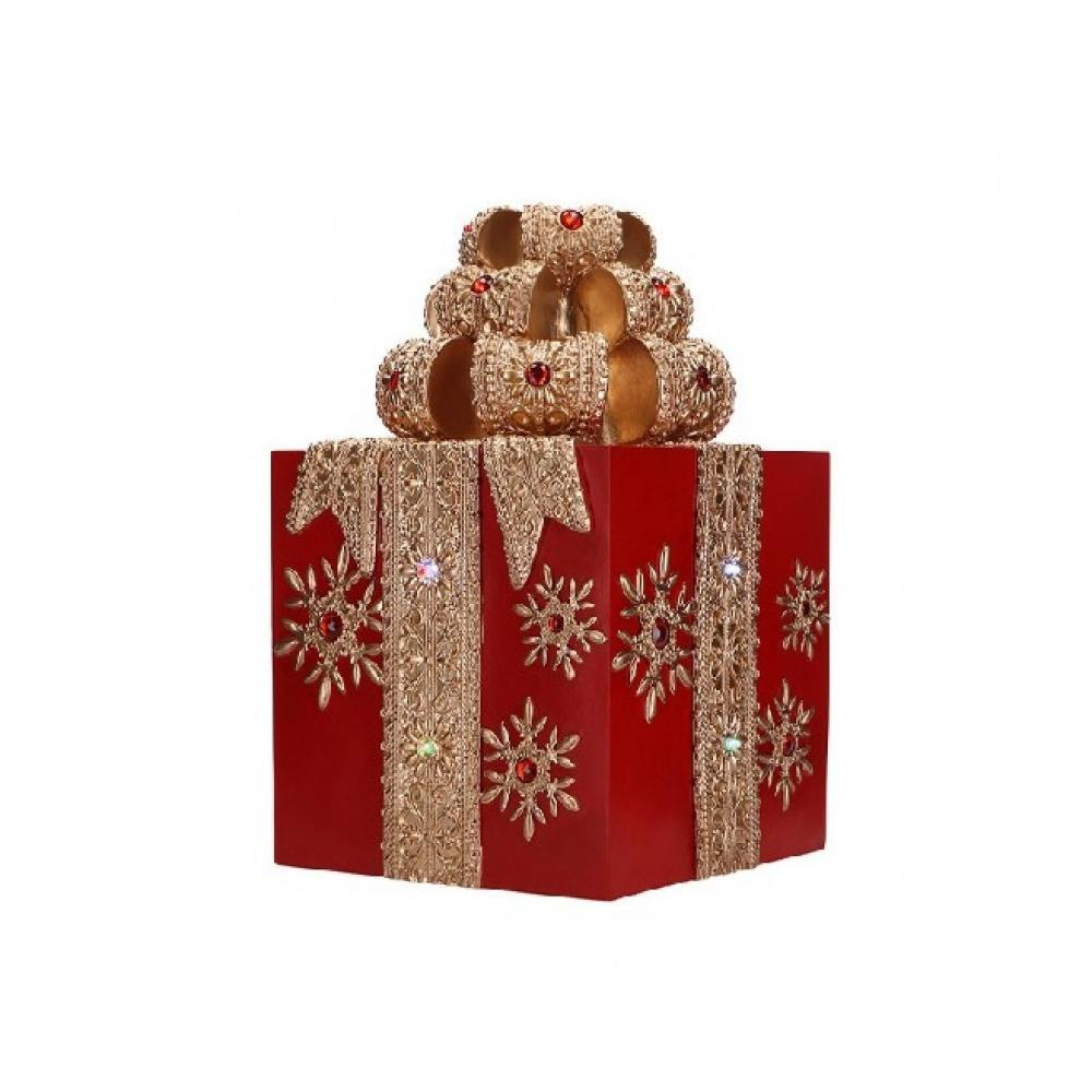 Christmas Creations Gift Box Bow With Jewels And Led Lights - 1
