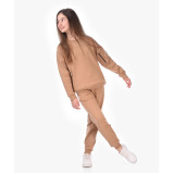 طقم ملابس بناتي مكون من قطعتين، قميص رياضي مريح + بنطلون (9-10 سنوات) - بني - 3 miniature