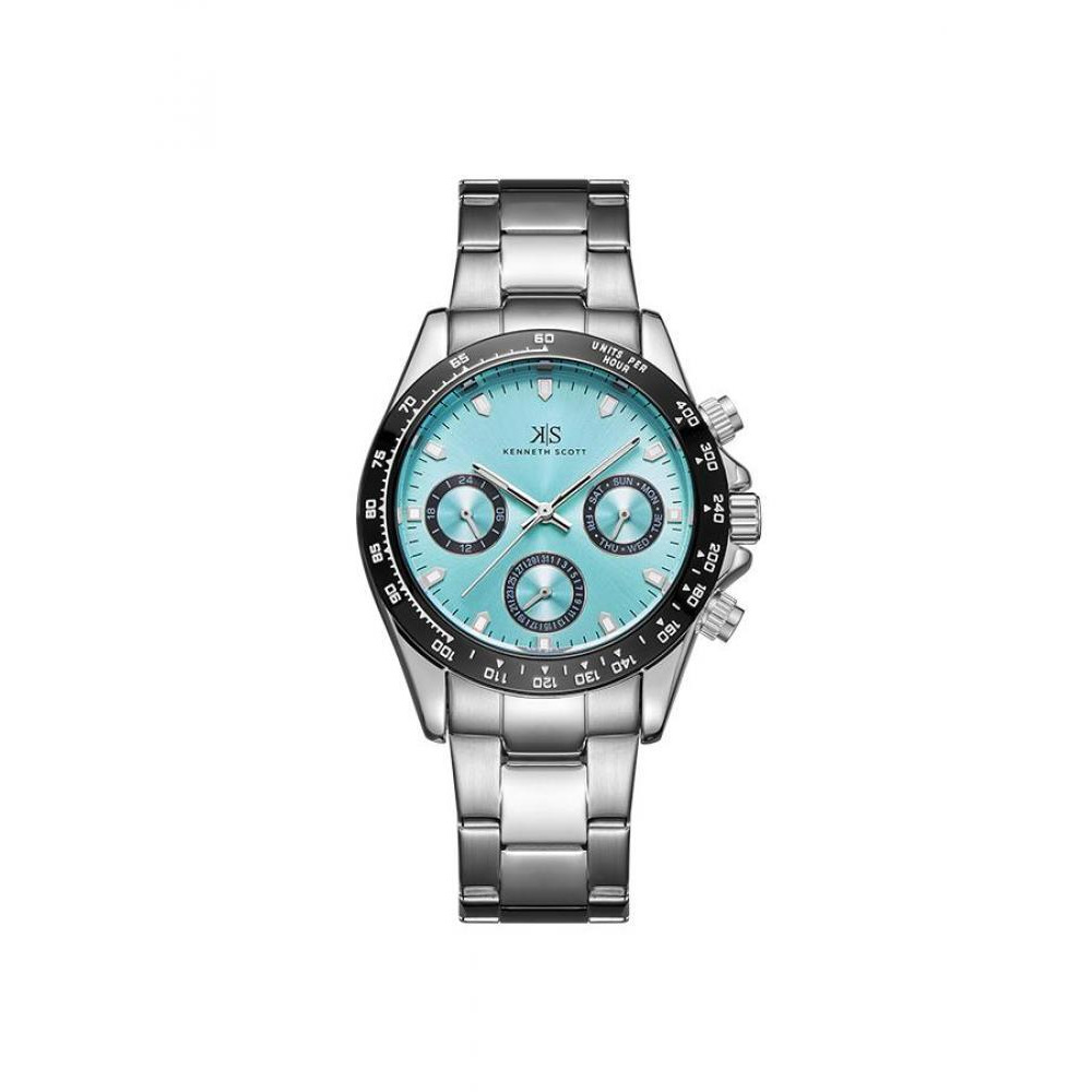 Kenneth Scott Men's Multi Function Light Blue Dial Watch - K22142-SBSL - 1