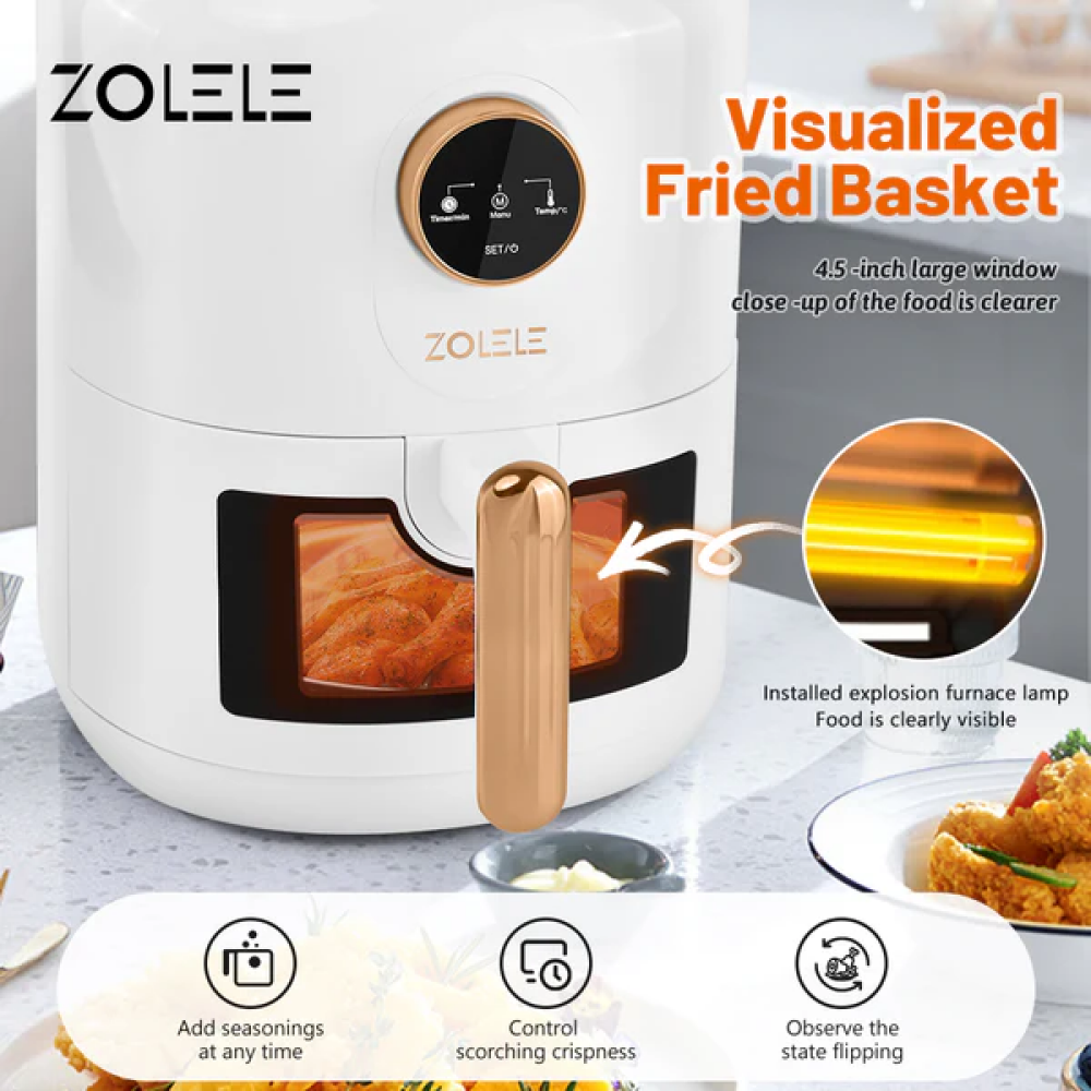 ZOLELE ZA004 Electric Air Fryer 4.5L Capacity Non-Stick Coating Frying Basket Knob Control Temperature 80-200 Degree Celsius 4D Hot Air Circulation - 4