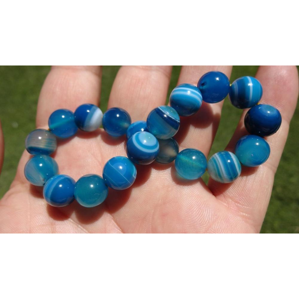 سوار الخرز العقيق الأزرق الطبيعي 10 ملم - 2