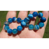 سوار الخرز العقيق الأزرق الطبيعي 10 ملم - 2 miniature