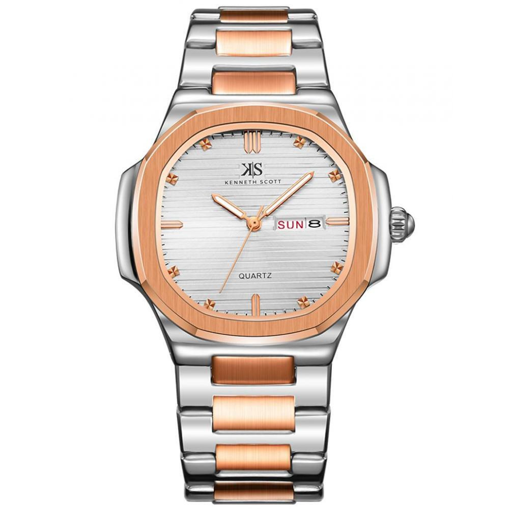 Kenneth Scott Men's White Dial Analog Watch - K22034-KBKW - 1