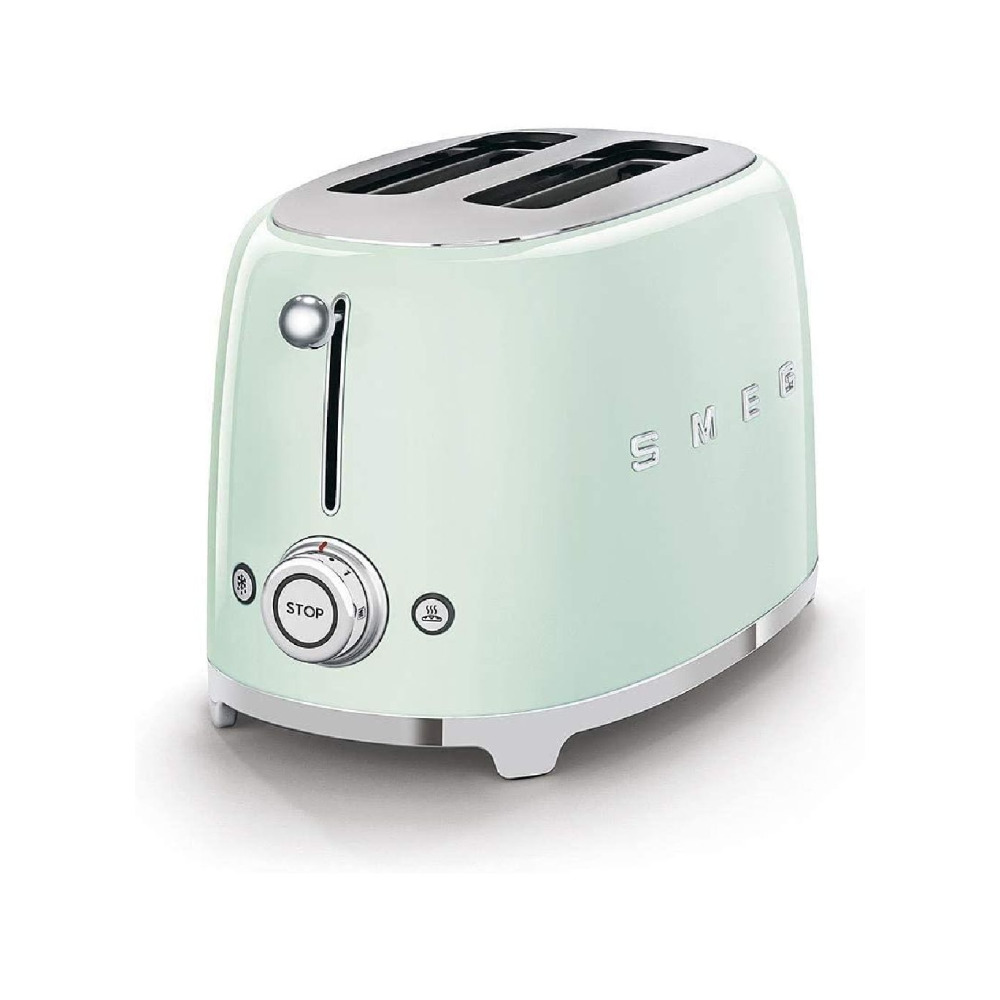 Smeg TSF01PGUK، محمصة الخبز ذات الطراز القديم في الخمسينيات، شريحتين، 6 مستويات تحمير، 2 فتحات خبز واسعة للغاية، وظائف تذويب وإعادة التسخين، صينية فتا - 2