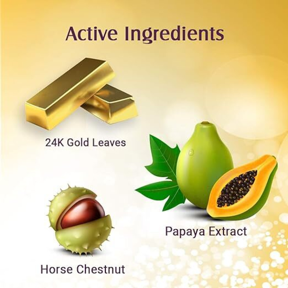 Lotus Herbals, Facial Kit, Radiant Gold For Instant Glow, With 24K Pure Gold and Papaya, 4 Steps, 170 g - 4