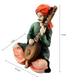 eCraftIndia Rajasthani Playing Sitar Musical Instrument Polyresin Statue (11.25 cm x 7.5 cm x 15 cm, Red and Brown) - 2 miniature
