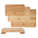 Fissman 3-Piece Cutting Boards 35cm, 30cm, 25cm With Stand Rubber Wood - 4 miniature