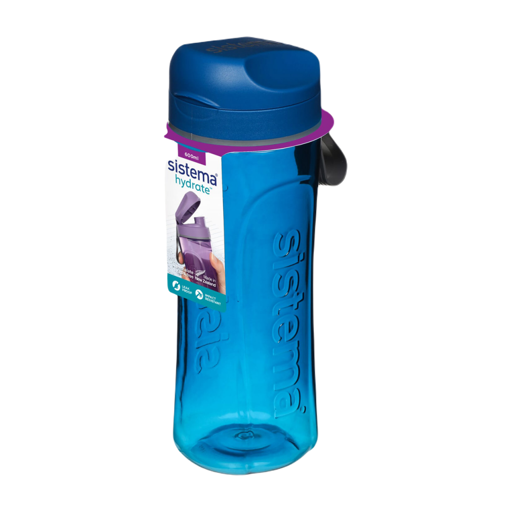 Sistema 600ml Tritan Swift Bottle (Blue): Lightweight & Durable - Great for Gym & Fitness Activities - Leakproof, BPA-Free & Easy to Clean - 1