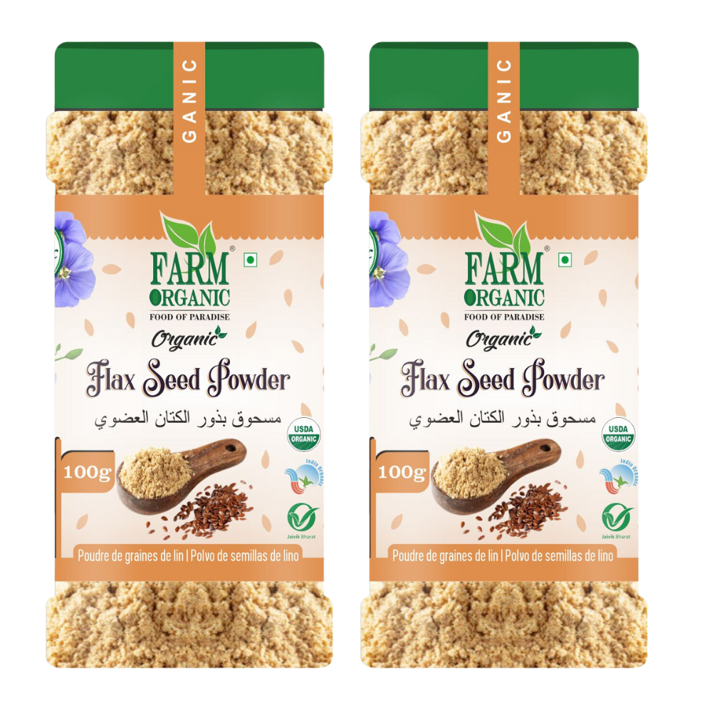 Farm Organic Gluten Free Flax Seed Powder 100g (Pack of 2) - 1