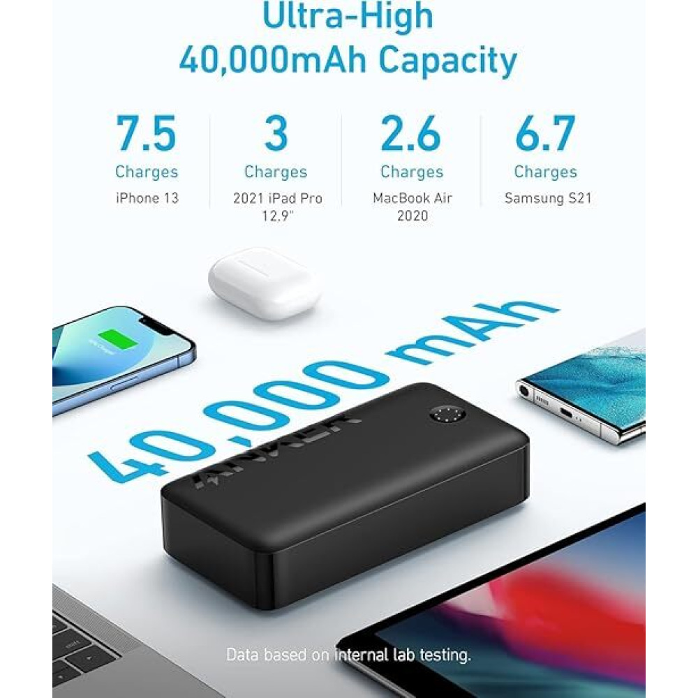 أنكر، باور بانك باور كور، 30 واط، 40000 ملي امبير، يو اس بي نوع سي، اسود - 4