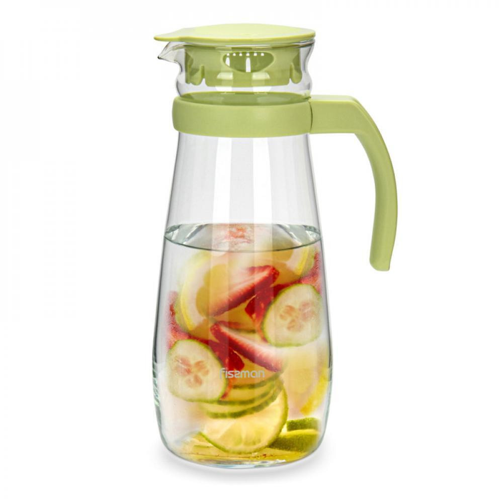 Fissman Glass Jug With Lid And Spout Transparent\/Green 1300ml - 1