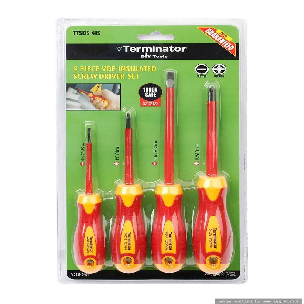 Terminator brand Screw Driver Set of 4 pieces 2 pieces Slotted & 2 pieces Pozidrive - 1