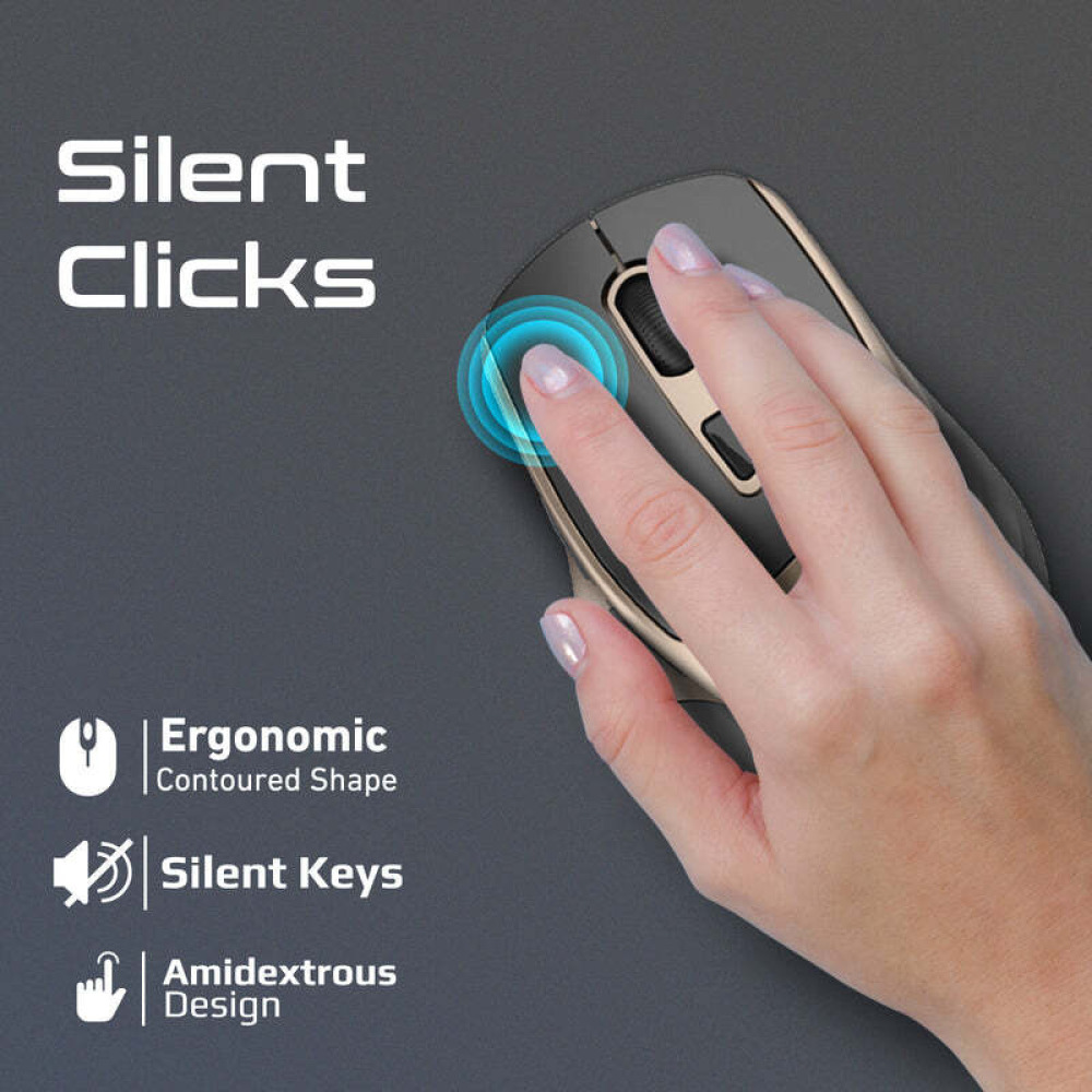 Promate Samit 2.4GHz Ergonomic 2200 DPI Silent Click Wireless Mouse - 5