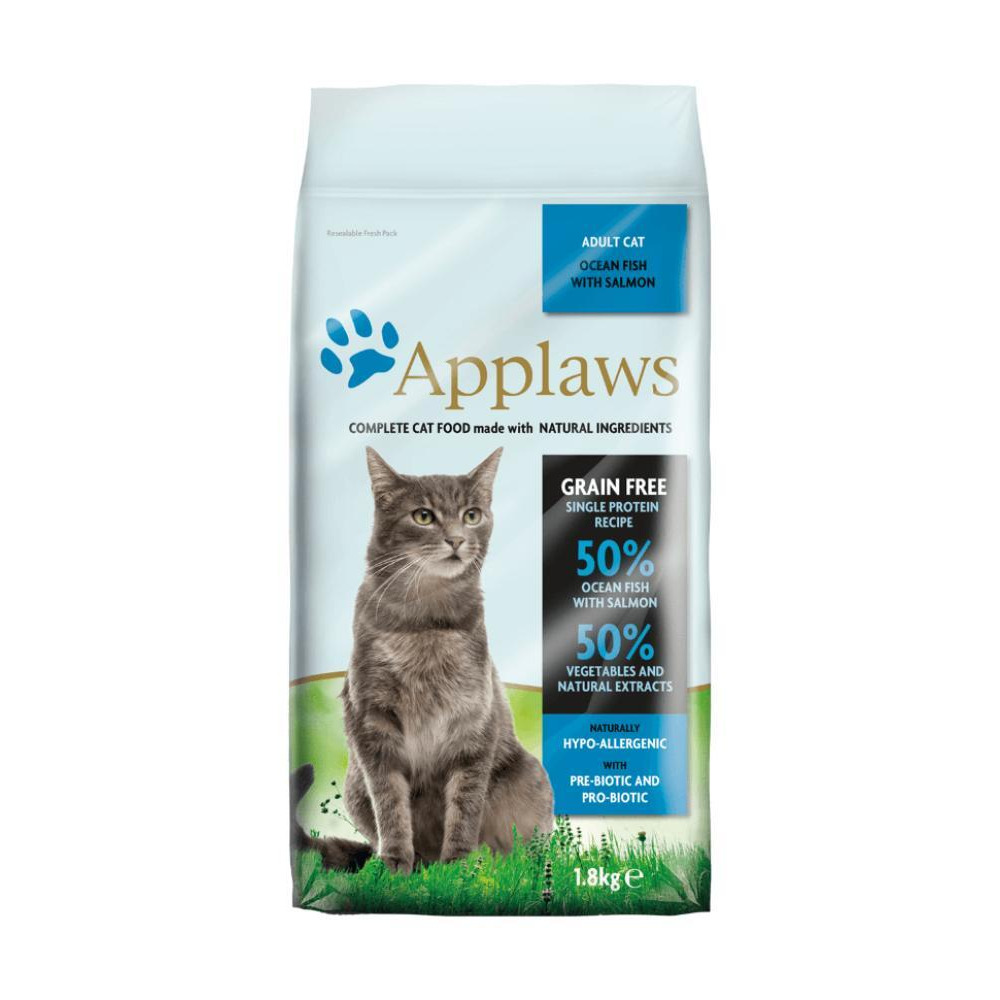 Applaws Hypoallergenic Pre  Pro Biotic Cat Food for Adult Cats with Ocean Fish and Salmon, Vegetables and Natural Extracts - grain free - 1