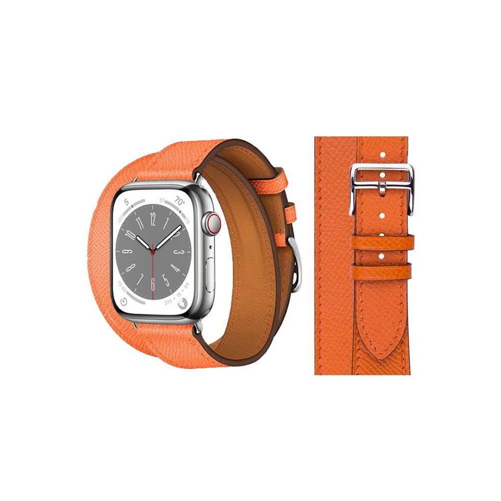Perfii Double Tour Leather Replacement Band For Apple Watch 41/40/38mm Series 8/7/6/5/4/SE - 1