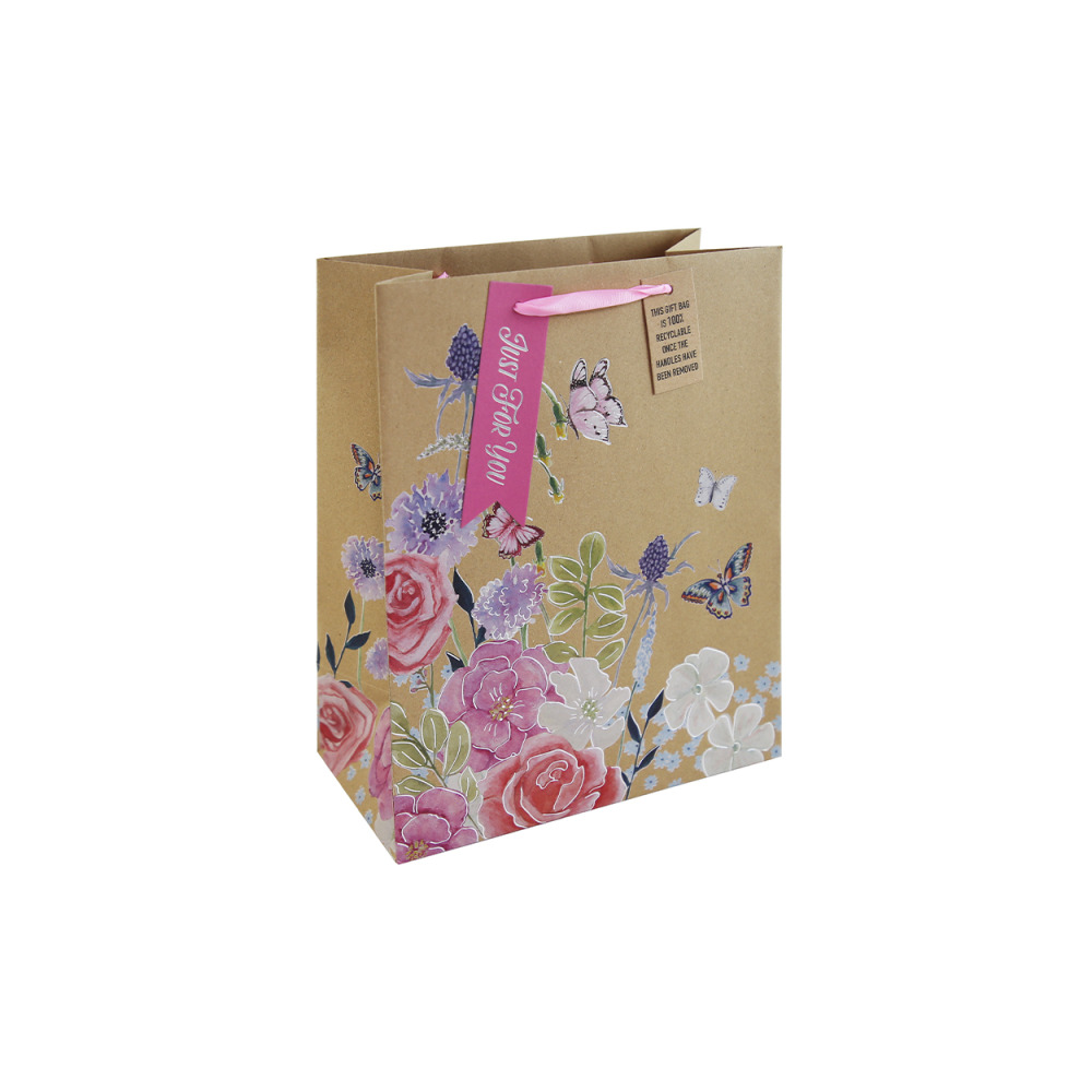 Eurowrap Butterfly Floral Kraft Large Bag - 1