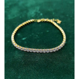 Модный ТЕННИСНЫЙ Браслет Из Стерлингового Серебра 925 Пробы С ПОЗОЛОЧЕННЫМ фианитом диаметром 3 мм - 1 miniature
