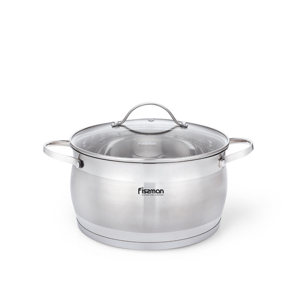Fissman Stockpot with Glass Lid 16cm /1.9L with Measuring Mark, Stainless Steel Stockpot Fabiana Series - 1