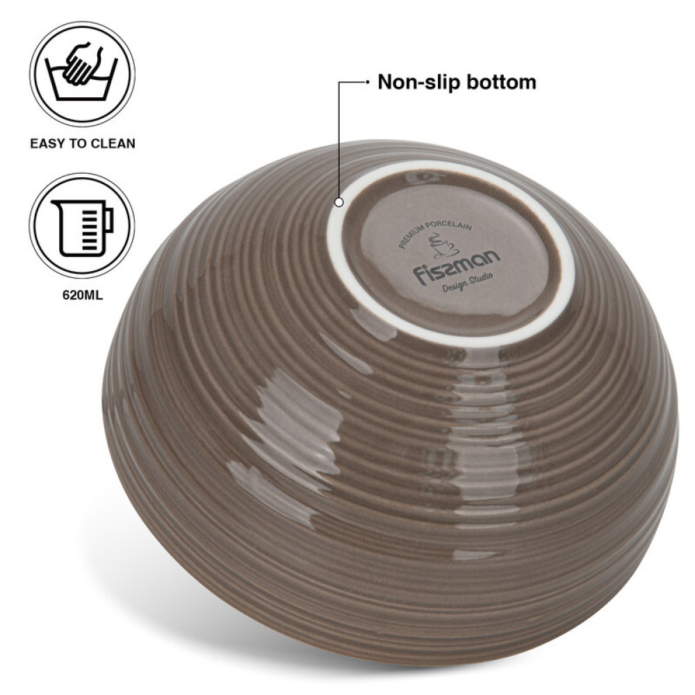Fissman 2-Piece Bowls Firmina Brown 14.5x7cm / 620ml New Bone China - 2