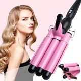 GStorm - 3 Barrel Curling Iron - 1 inch Triple Three Hair Waver Temperature Adjustable hair Iron and Curler Hair Crimper, Fast Heating - PINK - 1 miniature