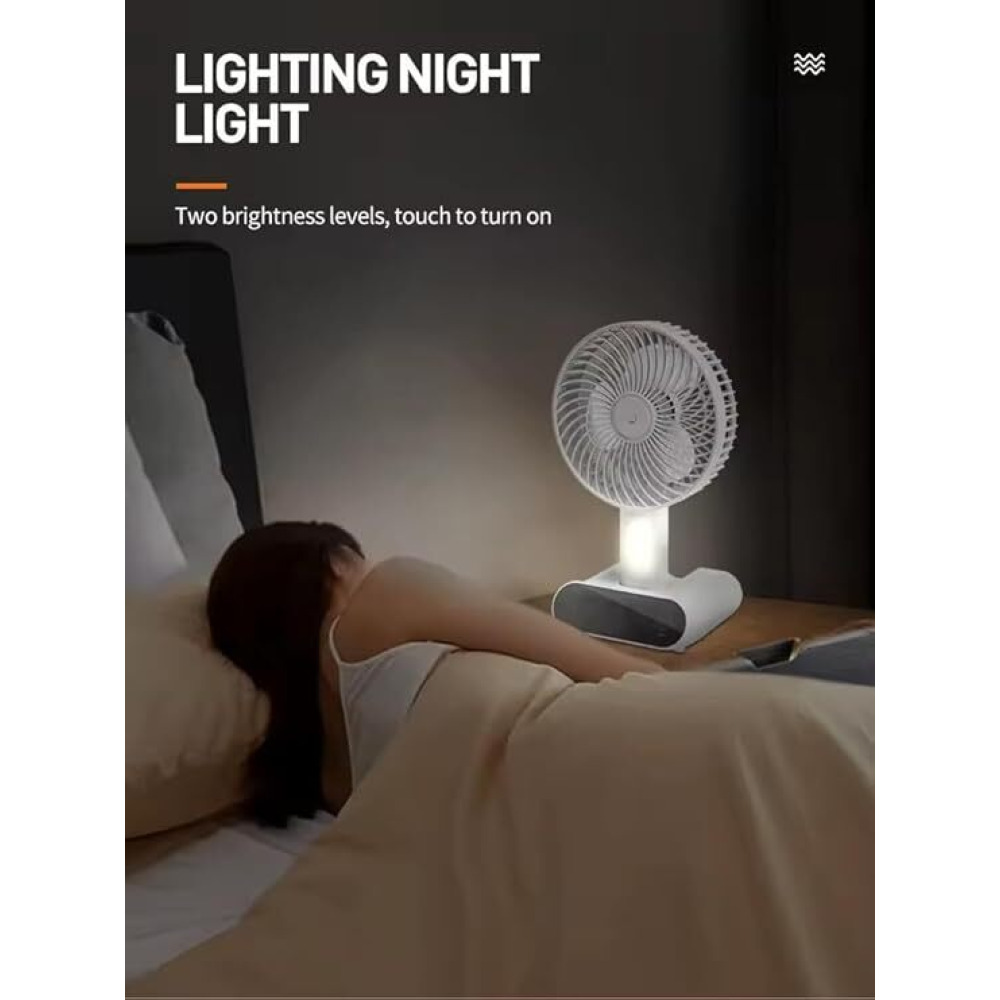 Dp 7624 (АККУМУЛЯТОРНЫЙ НАСТОЛЬНЫЙ ВЕНТИЛЯТОР) Аккумулятор 3000 Мач, Двухрежимный Блок ПИТАНИЯ Usb-Вентилятор (БЕЛЫЙ) - 6