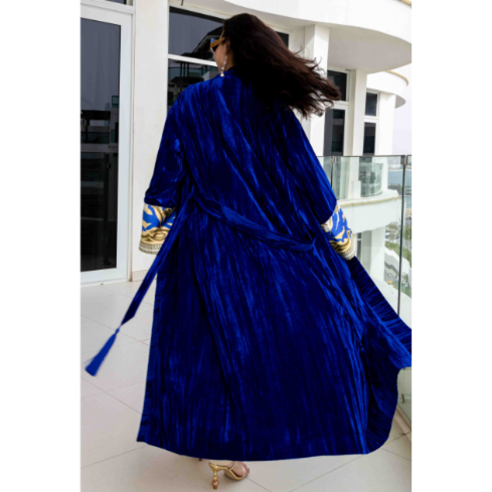 Asian Spirit, Sapphire Bliss Velvet Abaya Jacket, Free size (XS-XL) - 5