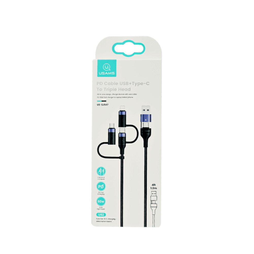 Usams Sj547 Charging Cable Usb+Type-C To Triple Head - 1