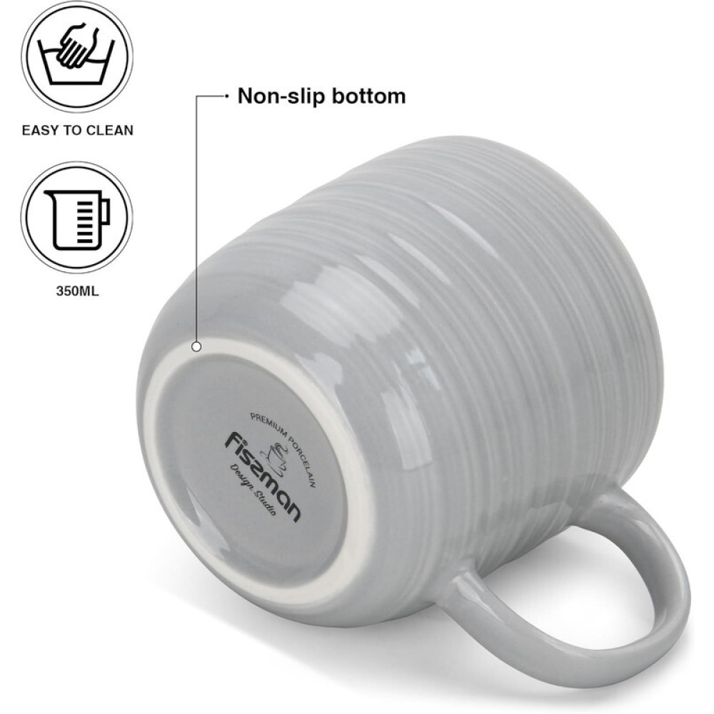 Fissman 2-Piece Mugs Firmina Gray 350ml New Bone China - 4