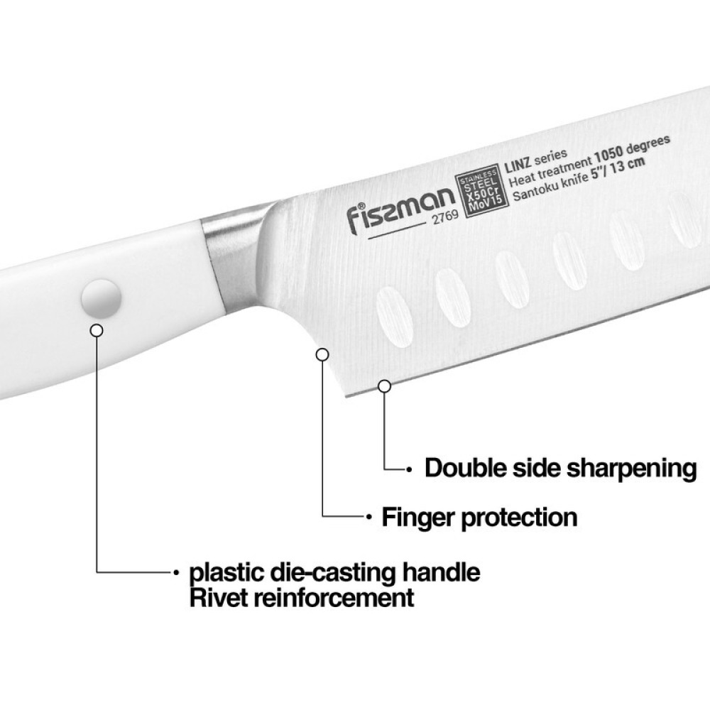 Fissman 5'' Santoku Knife LINZ (steel X50Cr15MoV) - 2