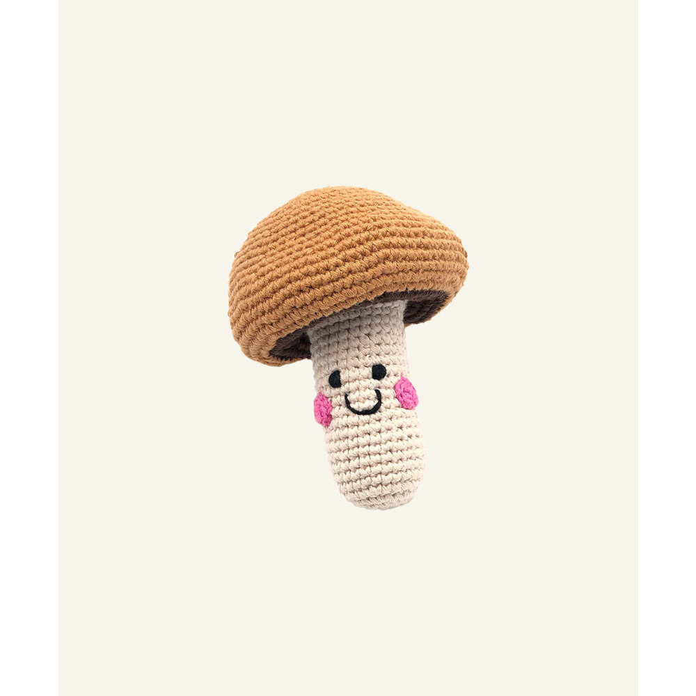Plush Toy Pebble, Friendly Mushroom Rattle, Brown - 1