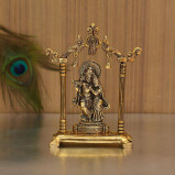 Collectible India Metal Gold Plated Radha Krishna Idol Sculpture Statue Figurine Decorative Showpiece for Janmashtami Home Decoration Temple and Gift  - 2 miniature