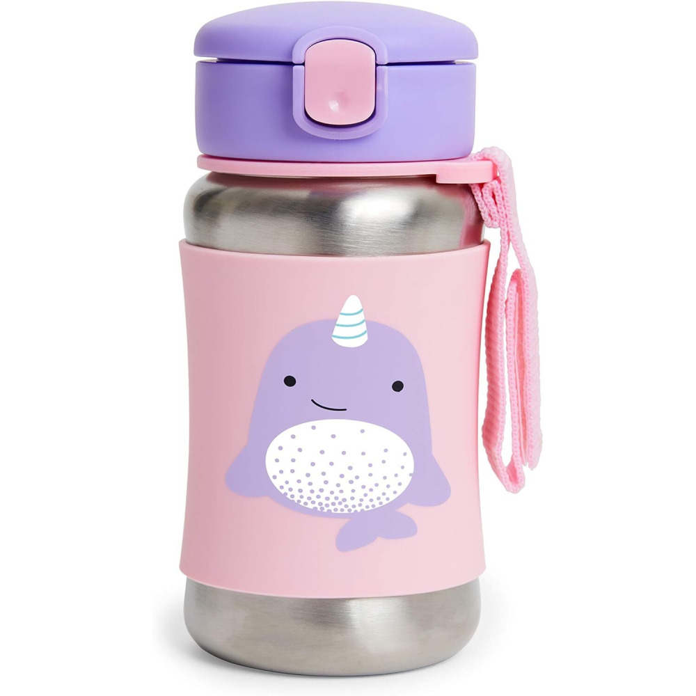 Skip Hop Zoo Stainless Steel Straw Bottle - Narwhal - 1